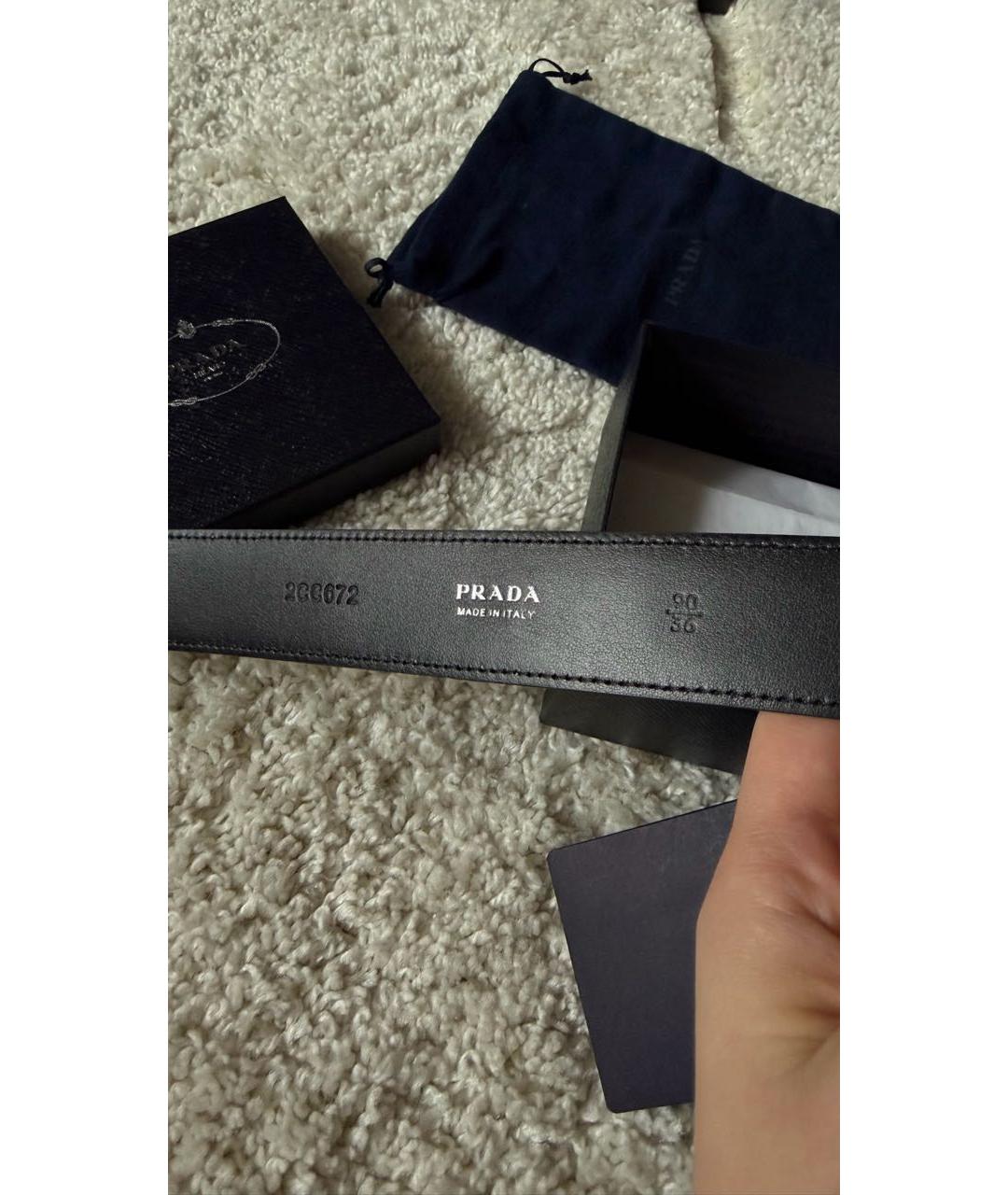 PRADA Черный кожаный ремень, фото 3