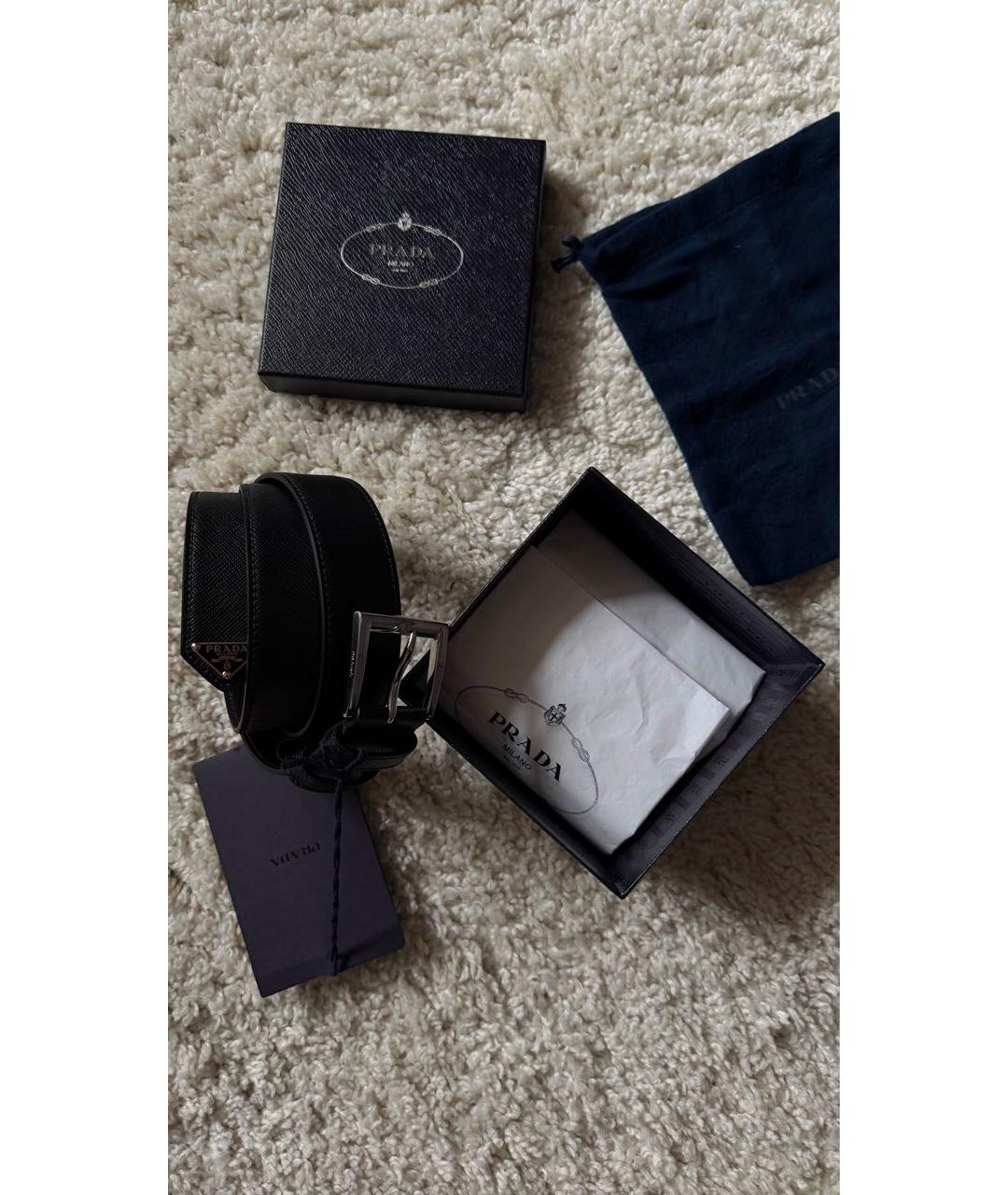 PRADA Черный кожаный ремень, фото 4