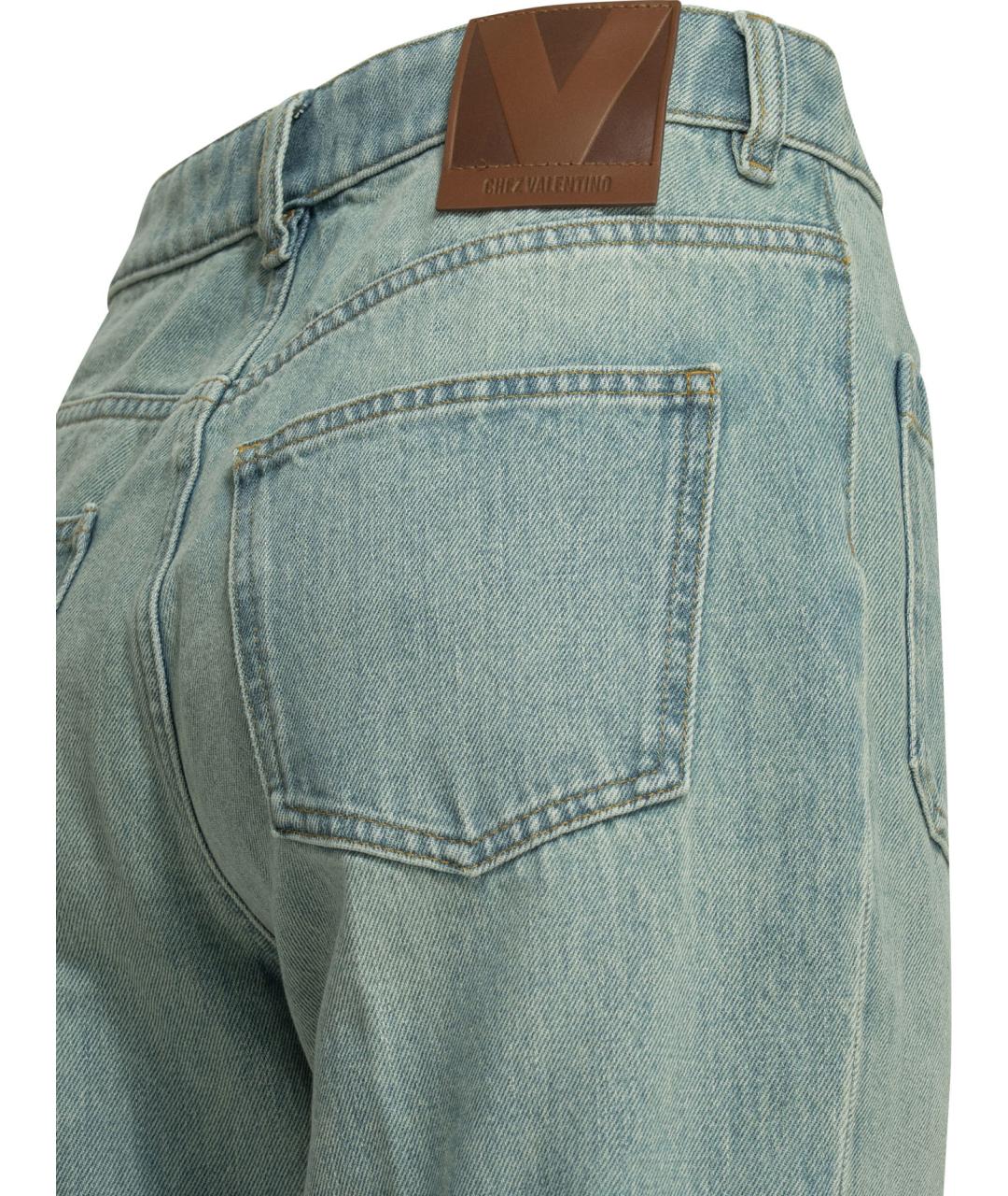 VALENTINO Голубые хлопковые прямые джинсы, фото 4
