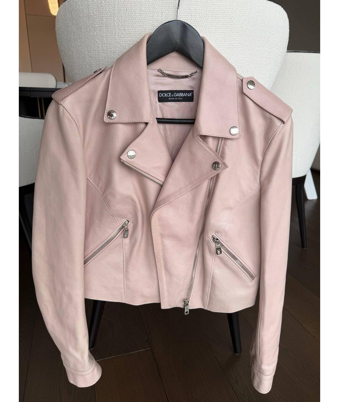 DOLCE&GABBANA Розовая кожаная куртка, фото 5