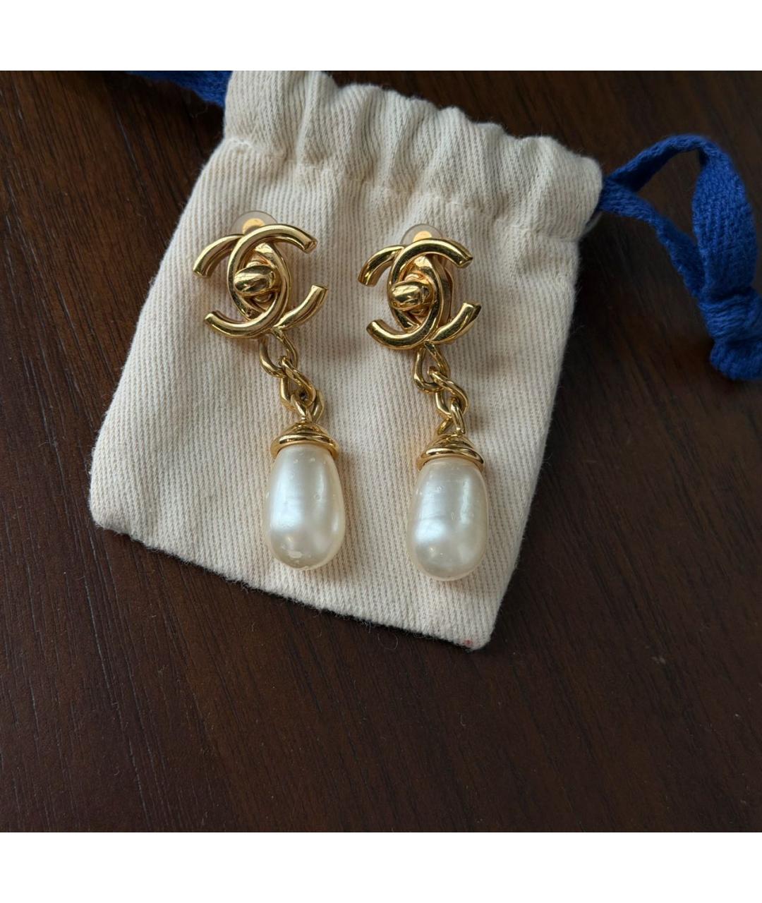 CHANEL Золотые металлические серьги, фото 5