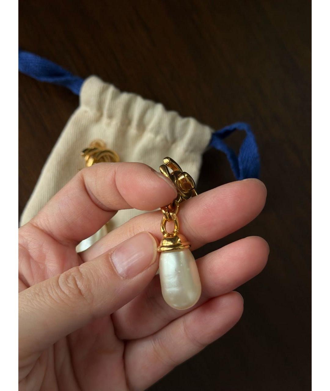 CHANEL Золотые металлические серьги, фото 3