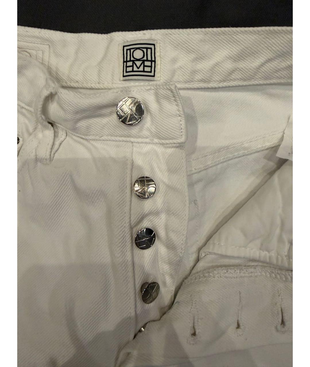 TOTEME Белые хлопковые прямые джинсы, фото 3