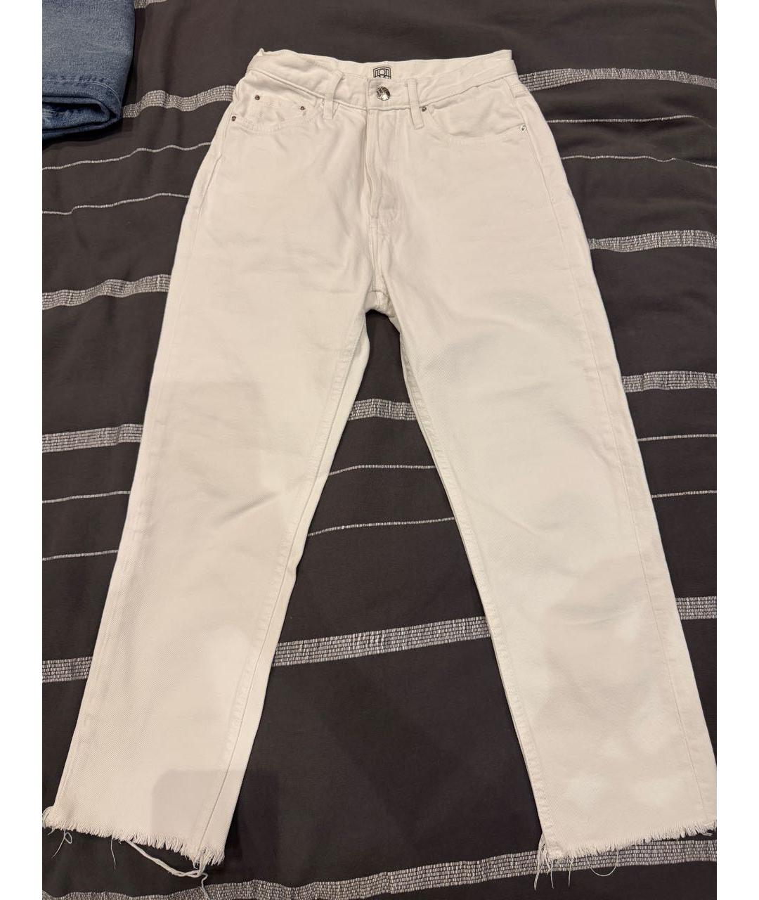 TOTEME Белые хлопковые прямые джинсы, фото 6