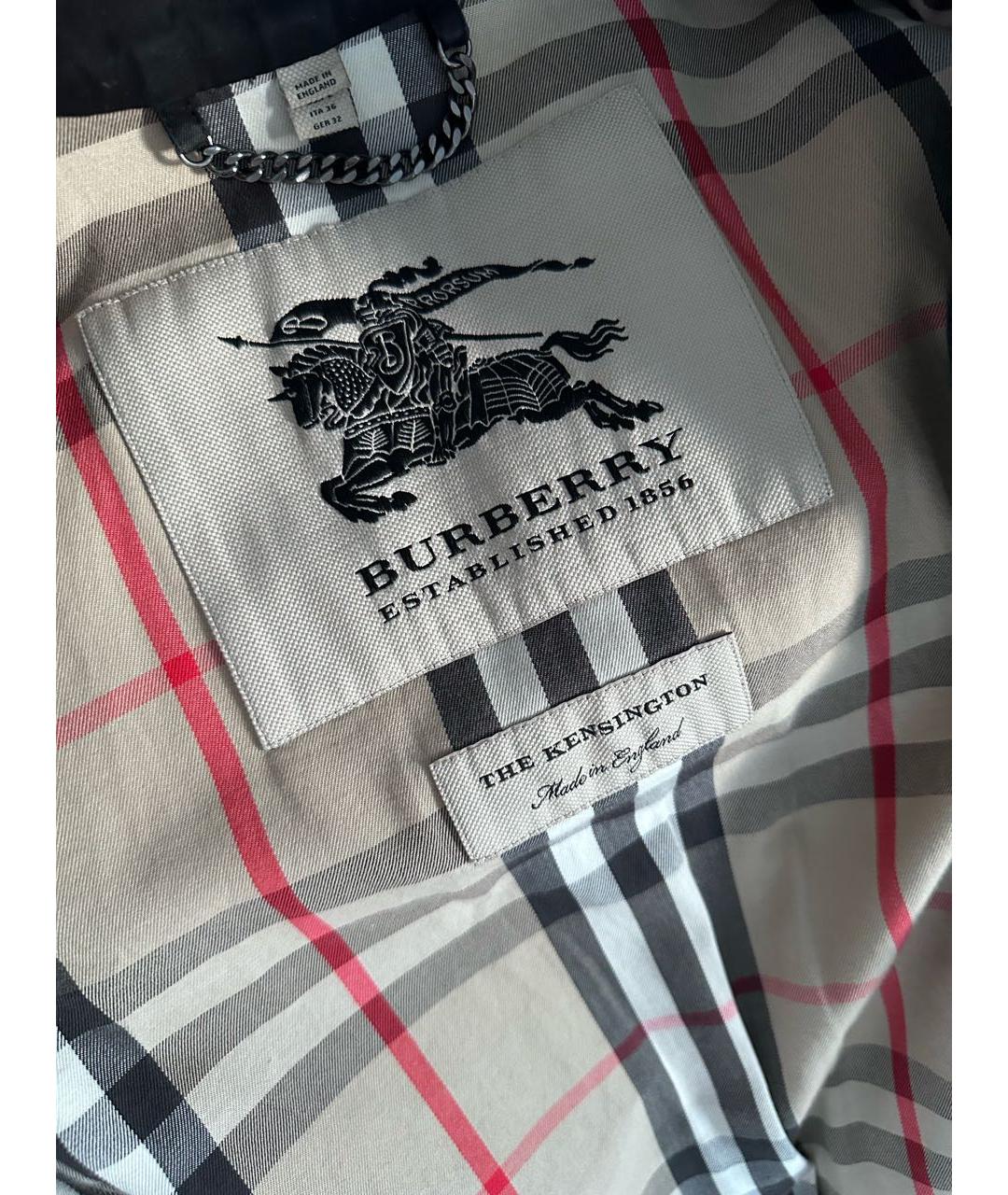 BURBERRY Черный хлопковый тренч/плащ, фото 3