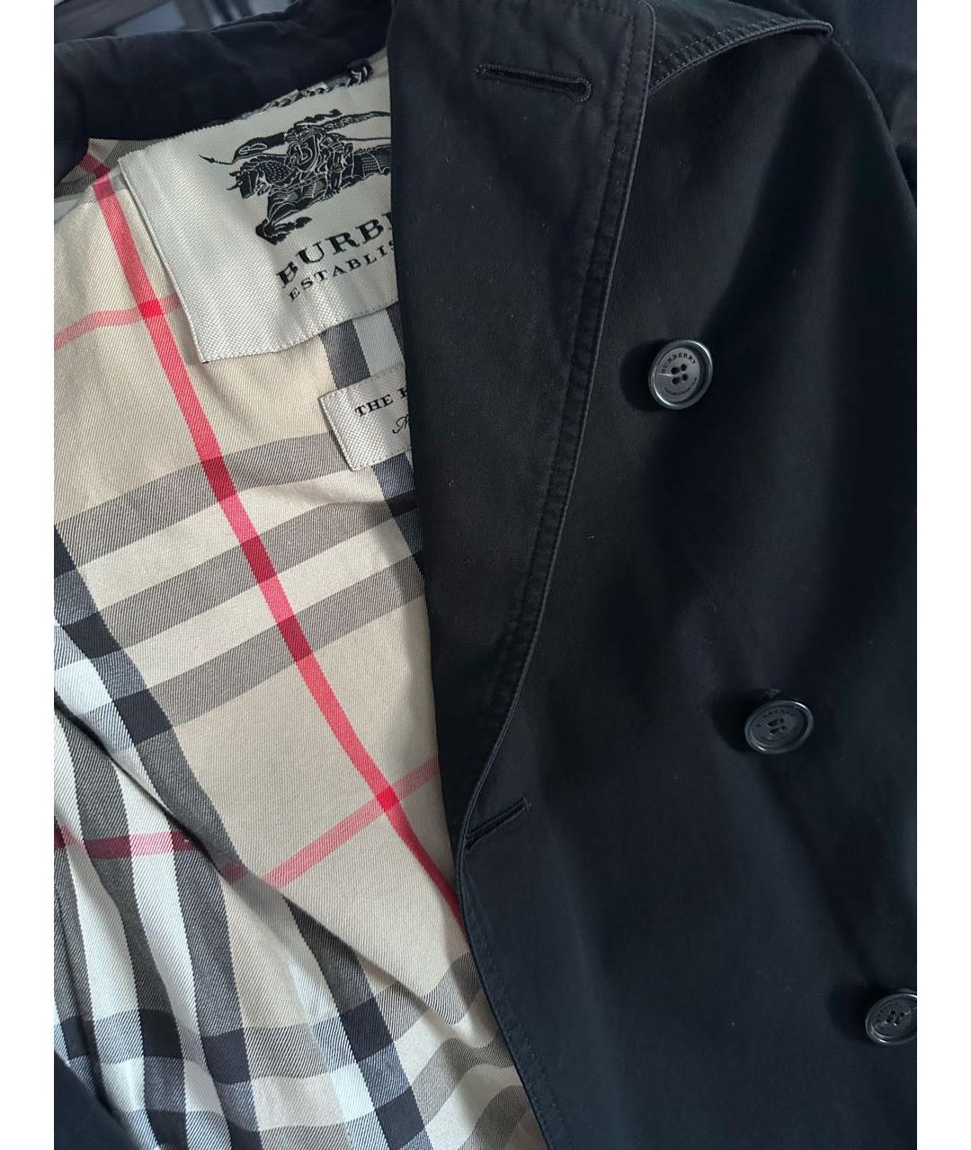 BURBERRY Черный хлопковый тренч/плащ, фото 4
