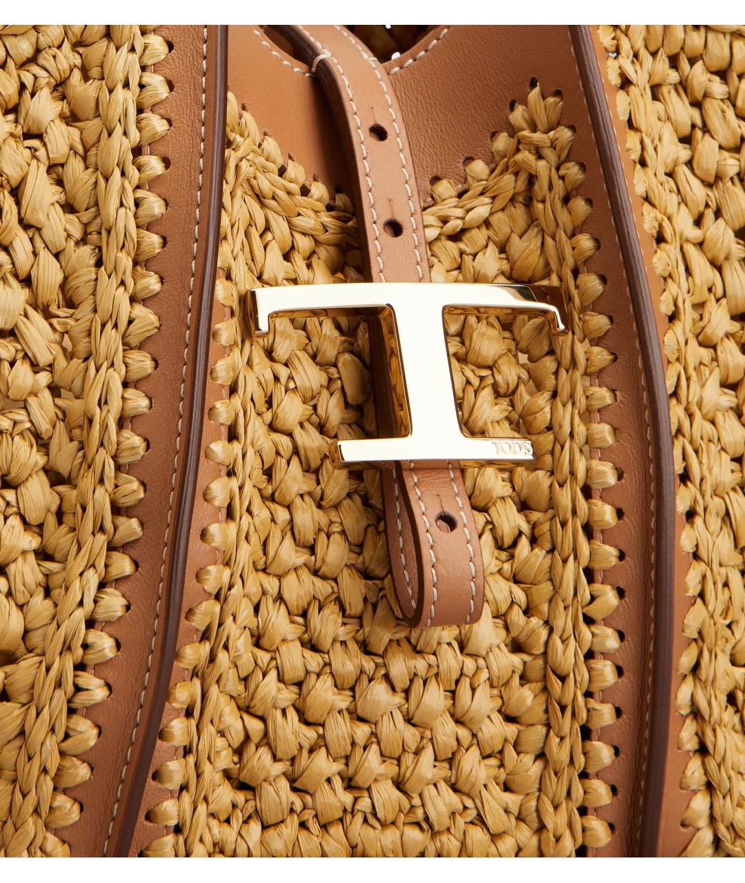 TOD'S Бежевая плетеная сумка тоут, фото 4