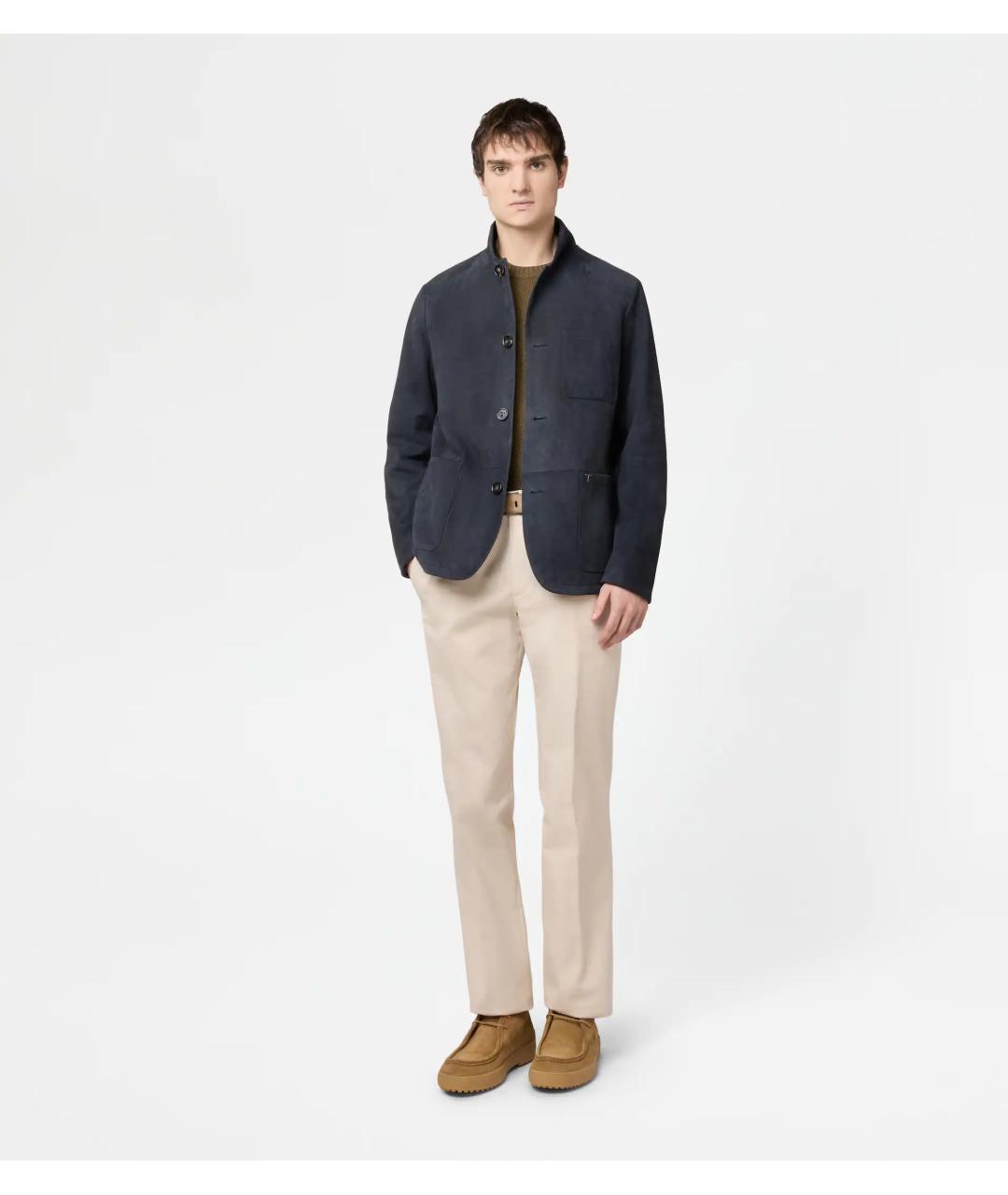 TOD'S Темно-синяя замшевая куртка, фото 2