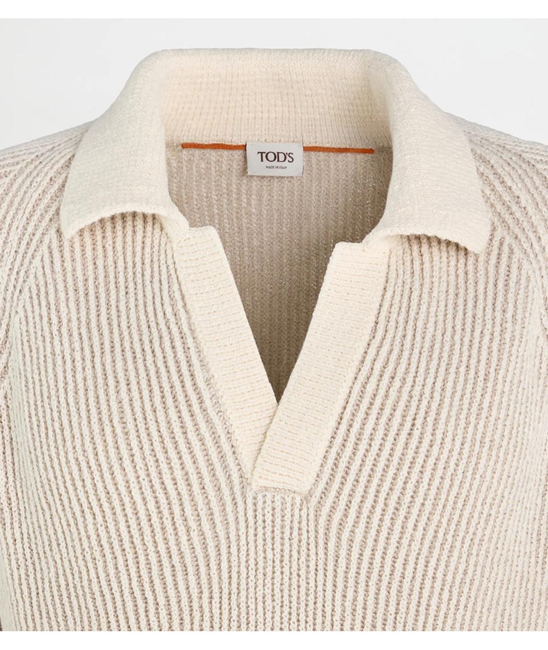 TOD'S Бежевый хлопковый джемпер / свитер, фото 4