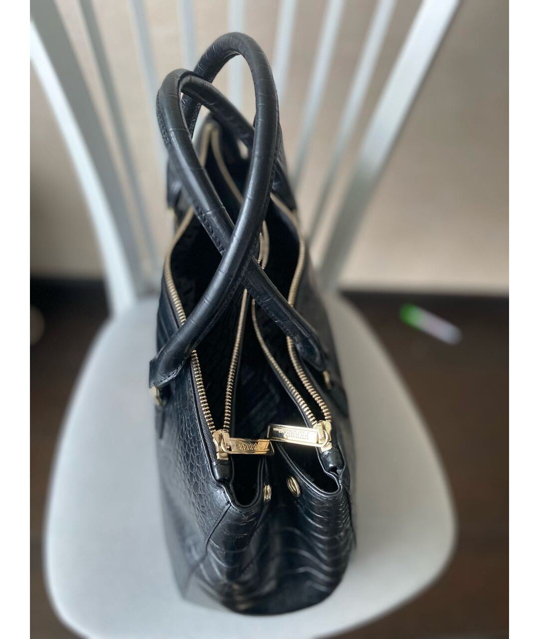 GIANFRANCO FERRE Черная кожаная сумка тоут, фото 8