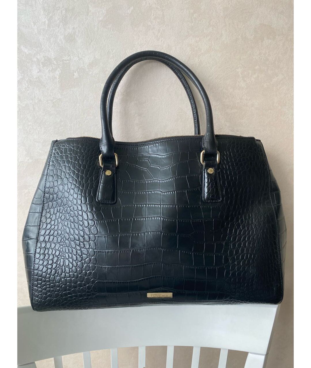 GIANFRANCO FERRE Черная кожаная сумка тоут, фото 9