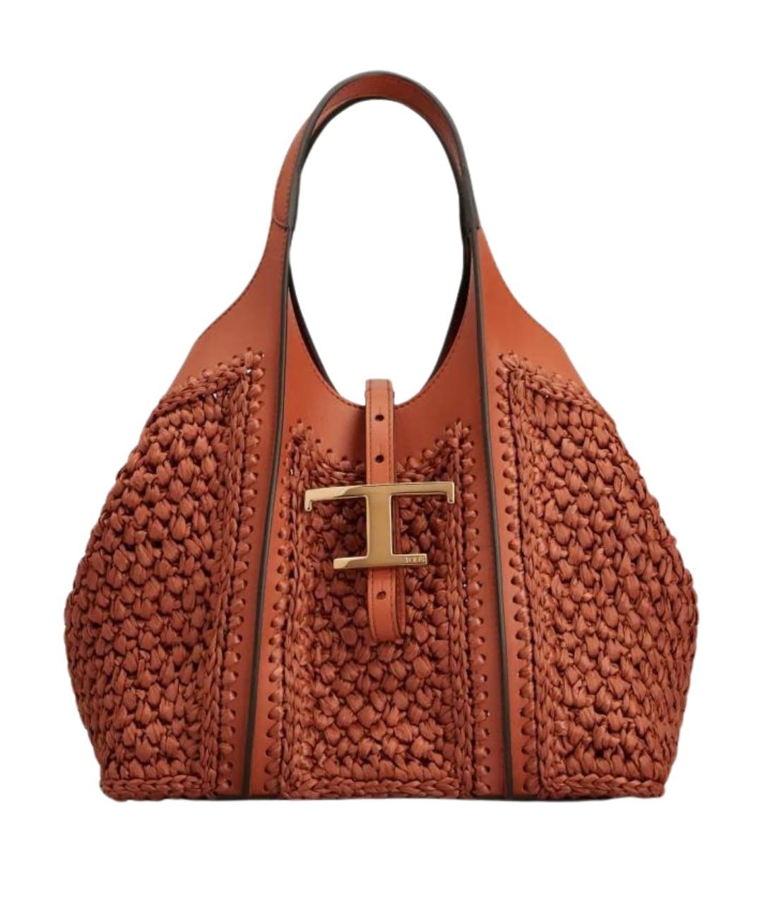TOD'S Коралловая кожаная сумка тоут, фото 1