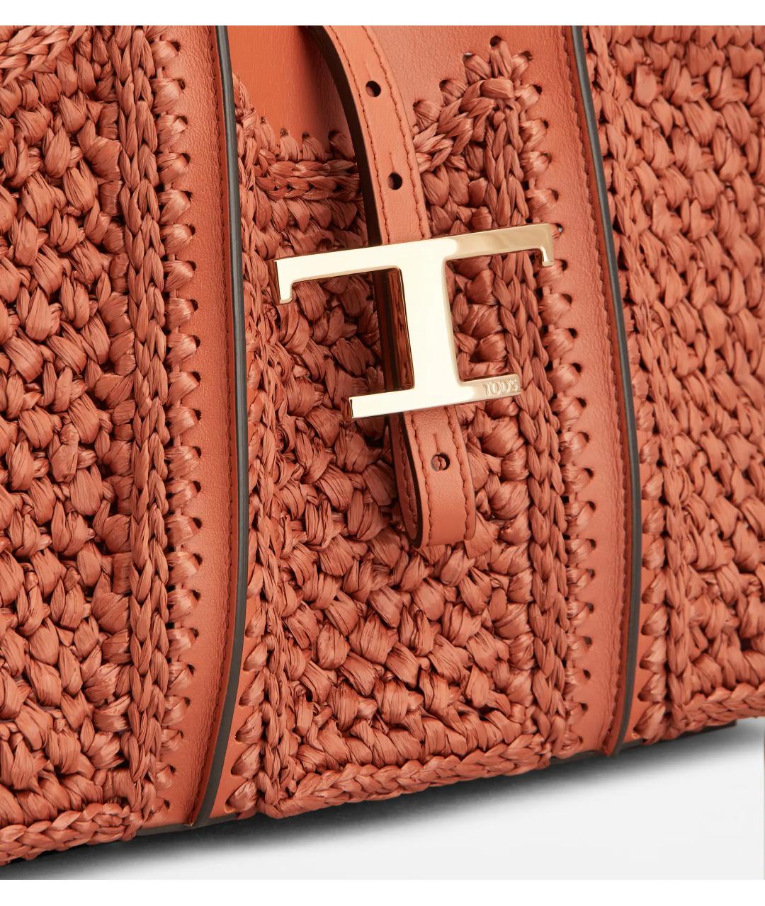 TOD'S Коралловая кожаная сумка тоут, фото 2