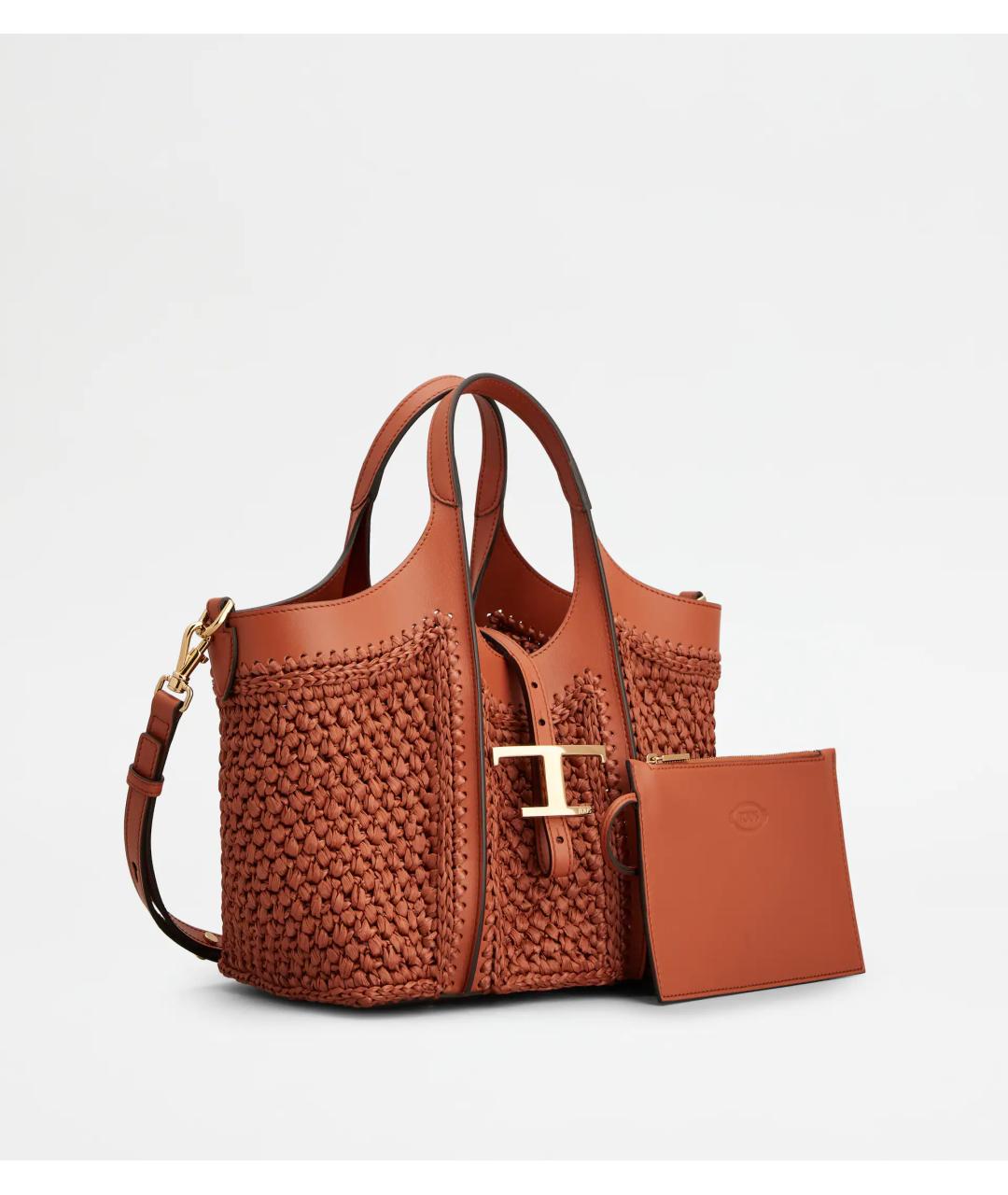 TOD'S Коралловая кожаная сумка тоут, фото 5