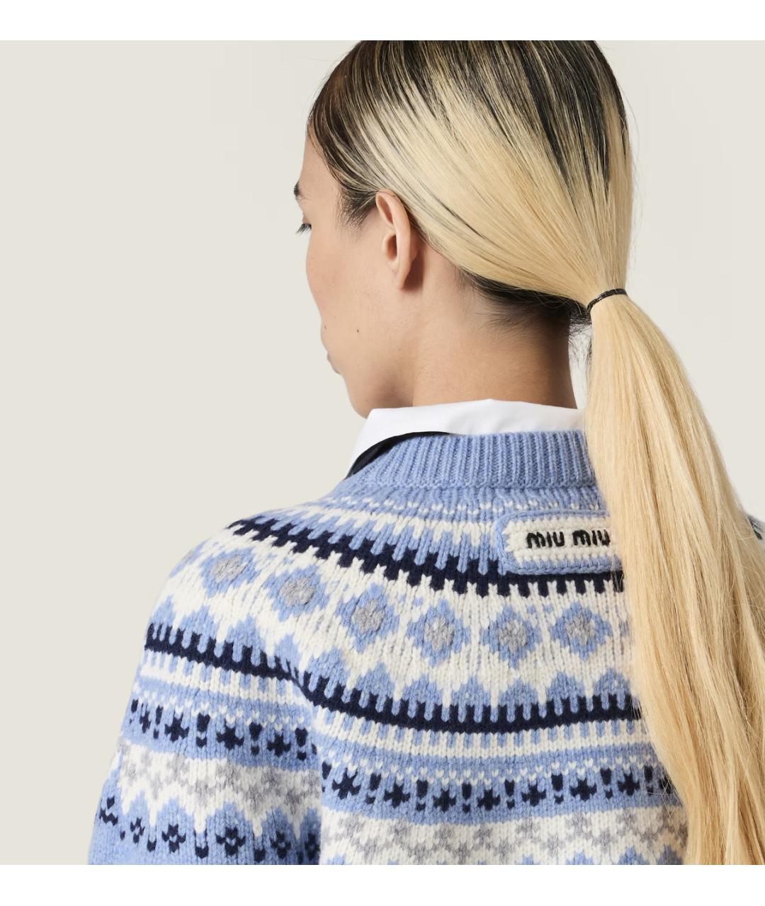 MIU MIU Голубой шерстяной джемпер / свитер, фото 6