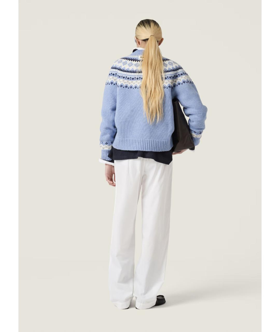 MIU MIU Голубой шерстяной джемпер / свитер, фото 4