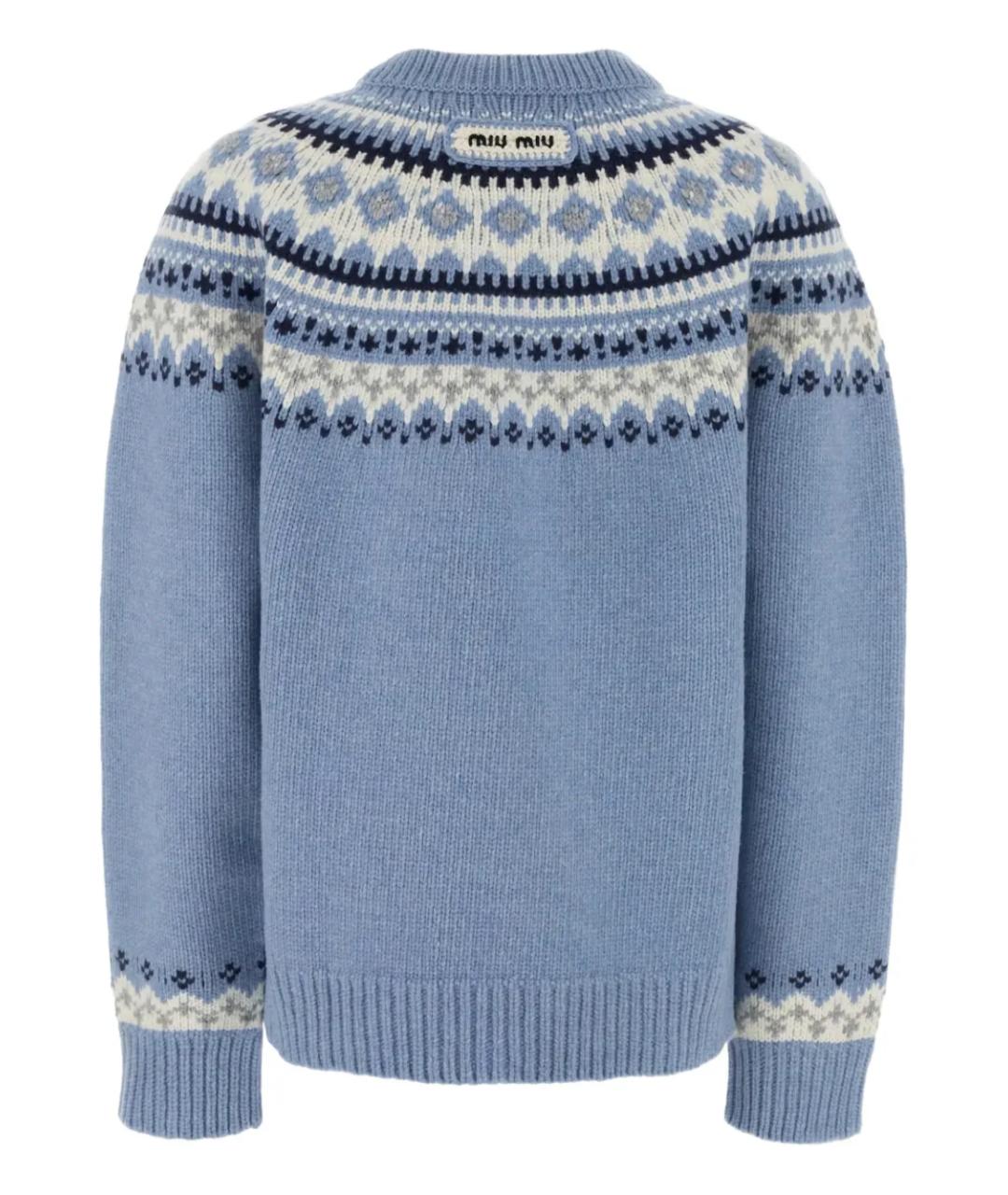 MIU MIU Голубой шерстяной джемпер / свитер, фото 2