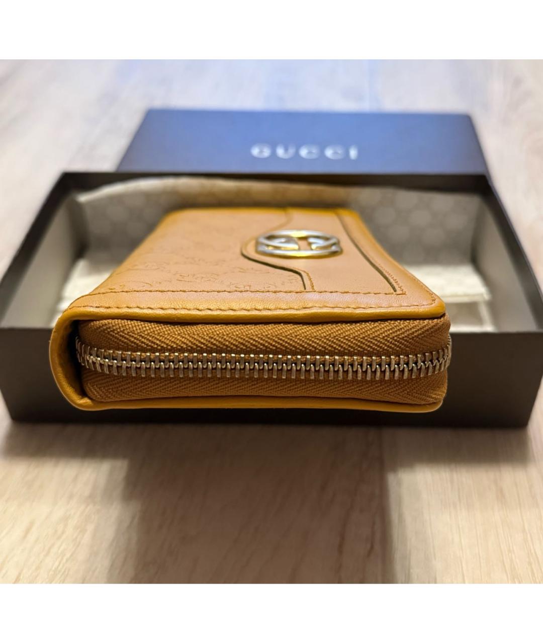 GUCCI Горчичный кожаный кошелек, фото 7