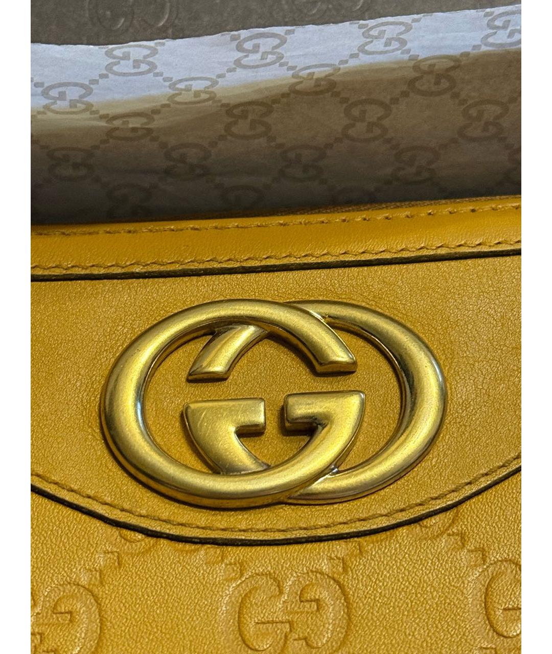 GUCCI Горчичный кожаный кошелек, фото 5