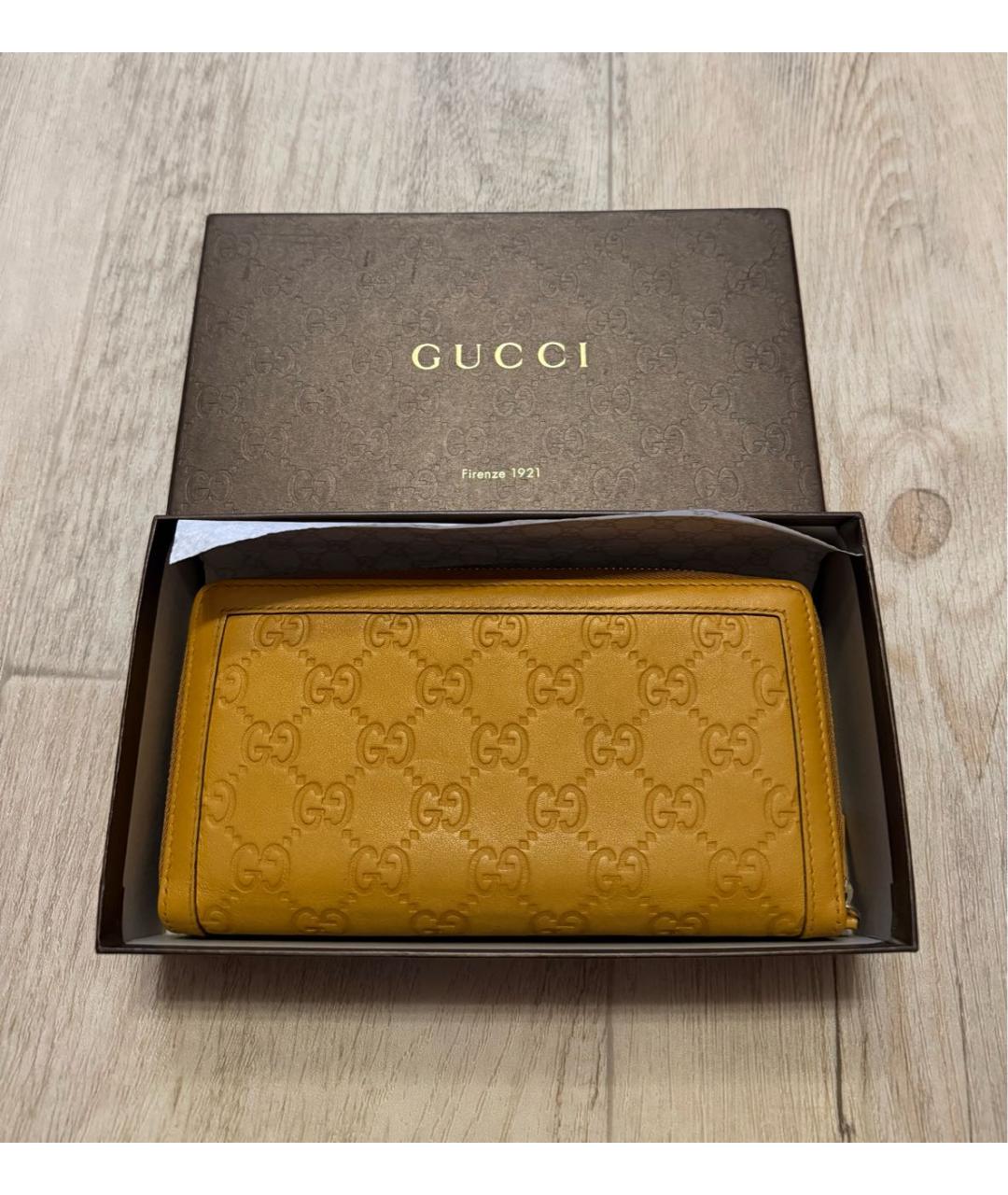 GUCCI Горчичный кожаный кошелек, фото 3