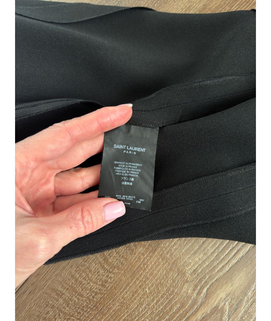 SAINT LAURENT Черное шелковое коктейльное платье, фото 5