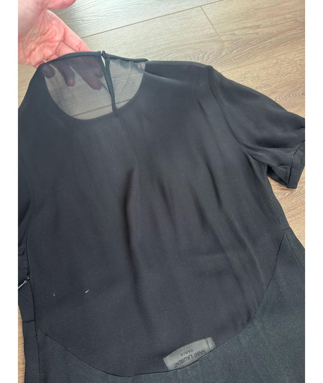 SAINT LAURENT Черное шелковое коктейльное платье, фото 3