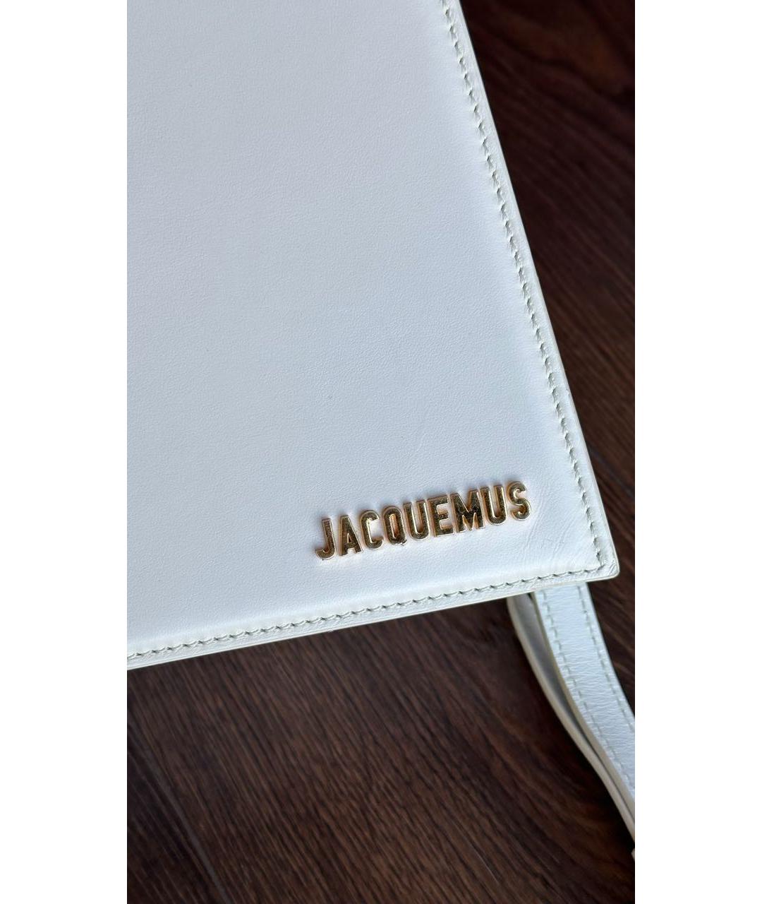 JACQUEMUS Белая кожаная сумка с короткими ручками, фото 6