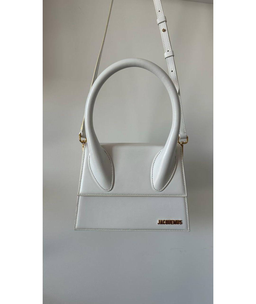 JACQUEMUS Белая кожаная сумка с короткими ручками, фото 7