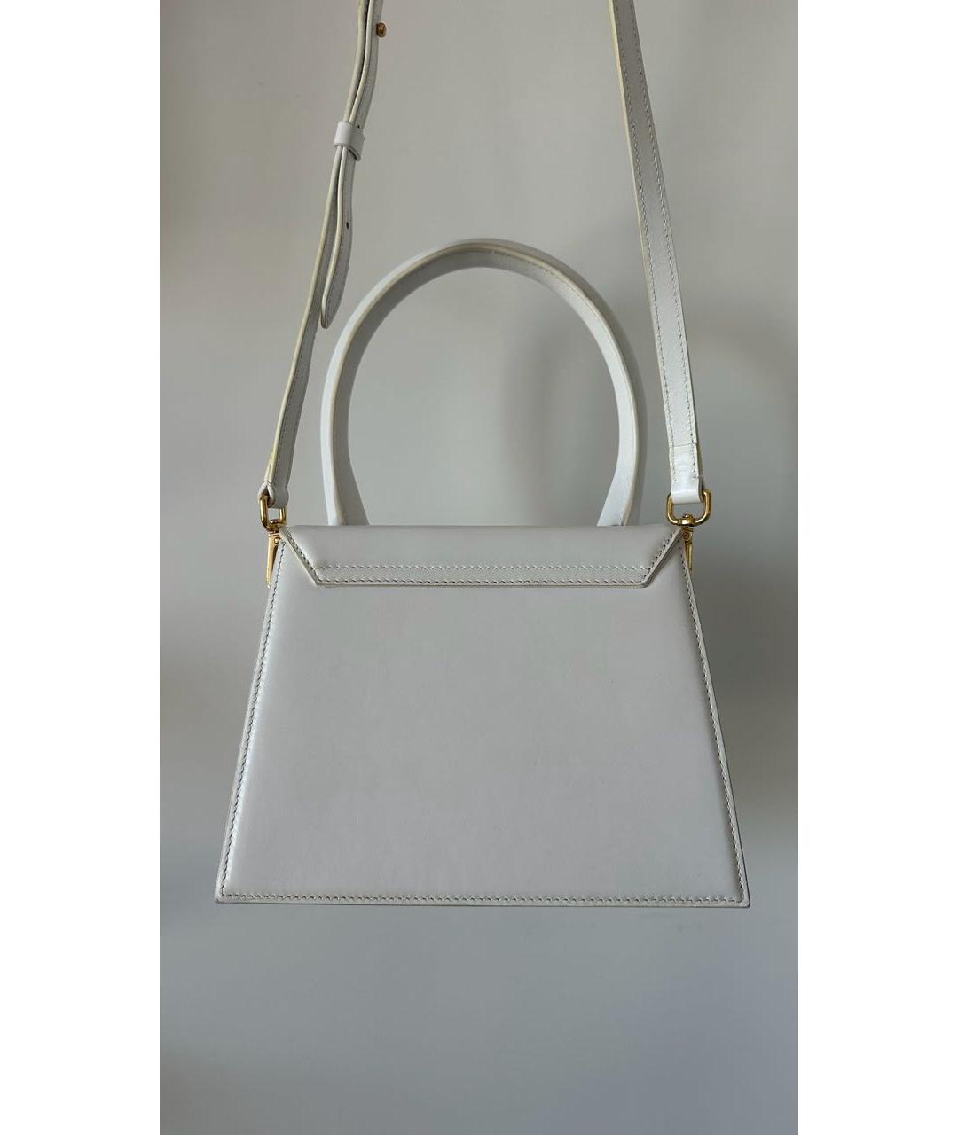 JACQUEMUS Белая кожаная сумка с короткими ручками, фото 2