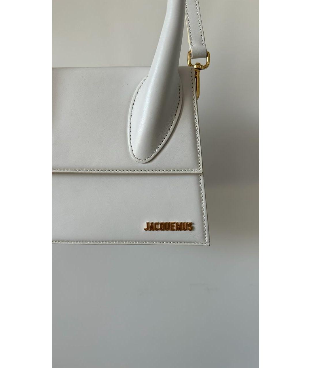 JACQUEMUS Белая кожаная сумка с короткими ручками, фото 5