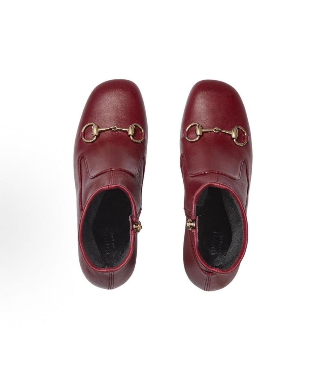 GUCCI Бордовые кожаные ботильоны, фото 3