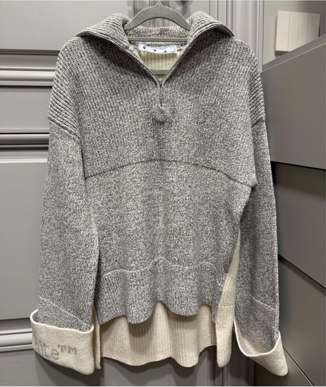 OFF-WHITE Серый шерстяной джемпер / свитер, фото 5