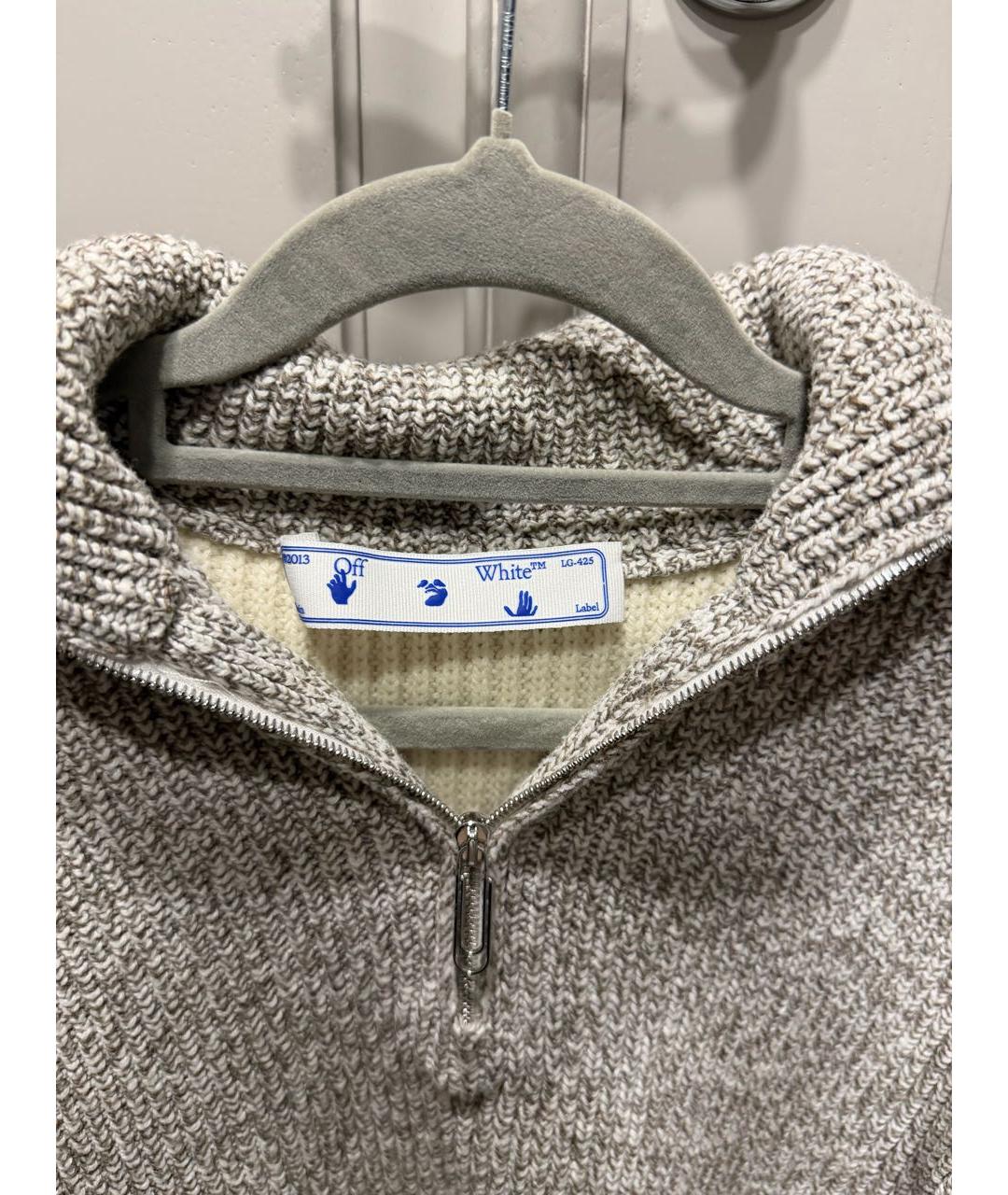 OFF-WHITE Серый шерстяной джемпер / свитер, фото 3