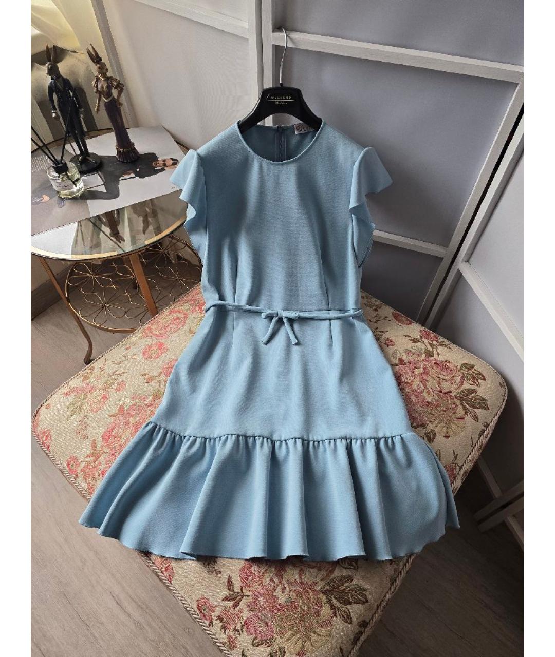 RED VALENTINO Голубое полиэстеровое платье, фото 3