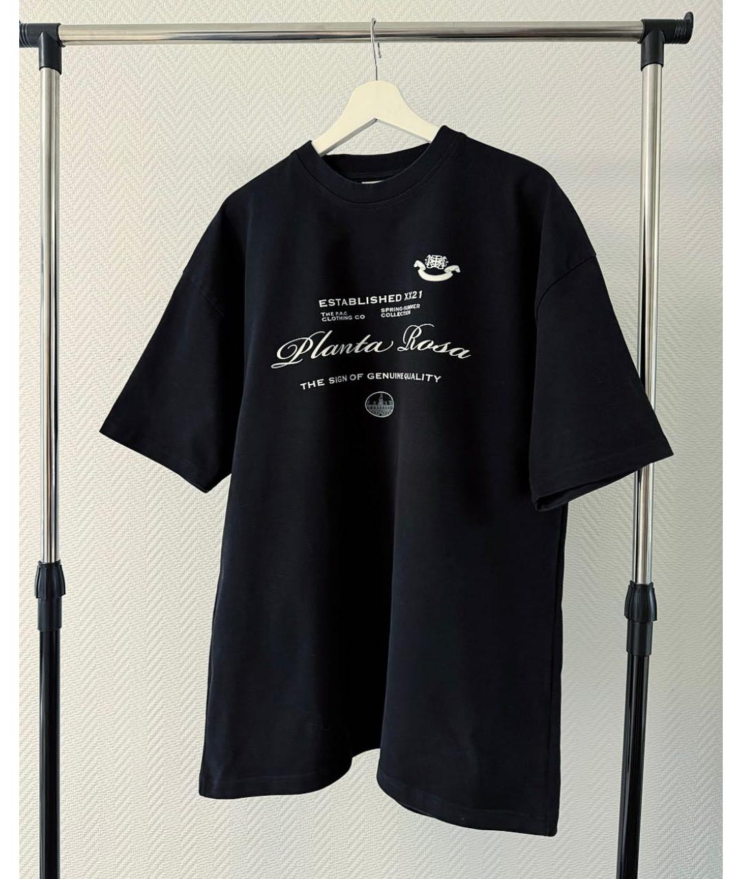 PLANTA ROSA Черная хлопковая футболка, фото 2