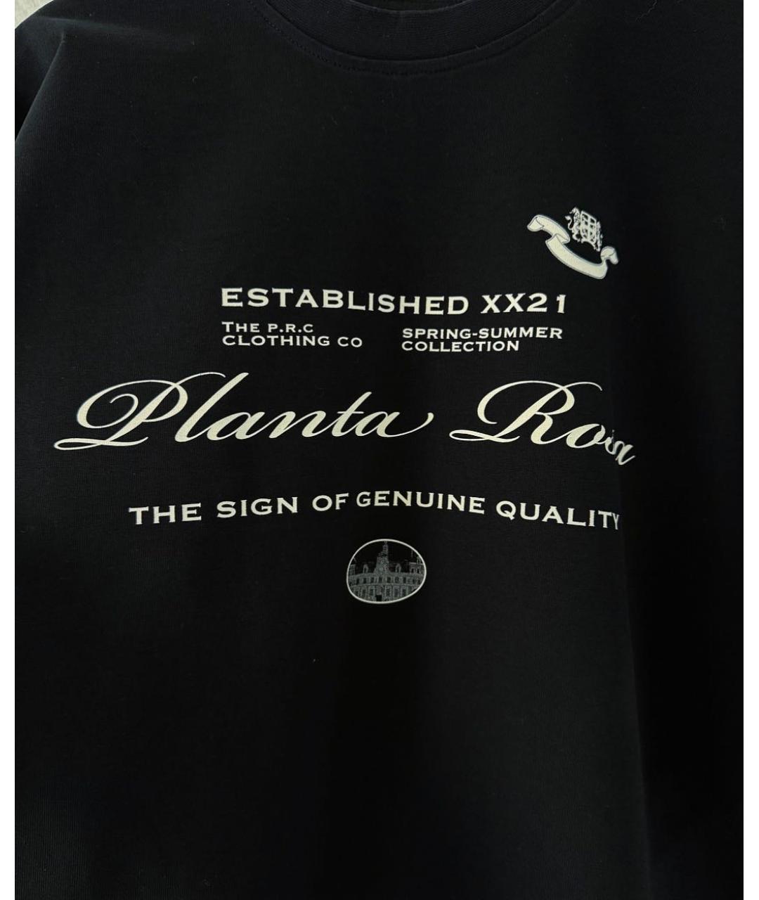 PLANTA ROSA Черная хлопковая футболка, фото 4