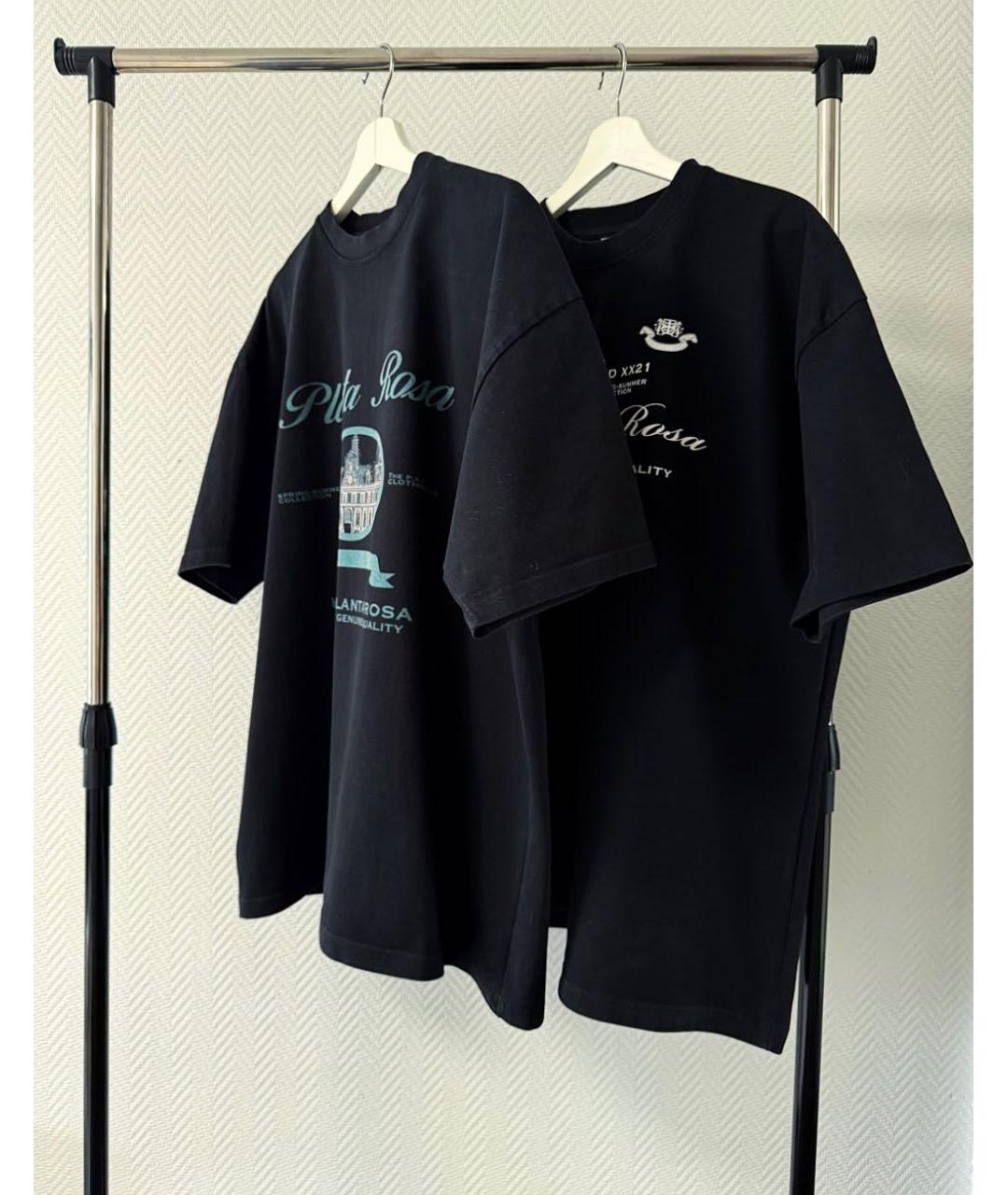 PLANTA ROSA Черная хлопковая футболка, фото 6