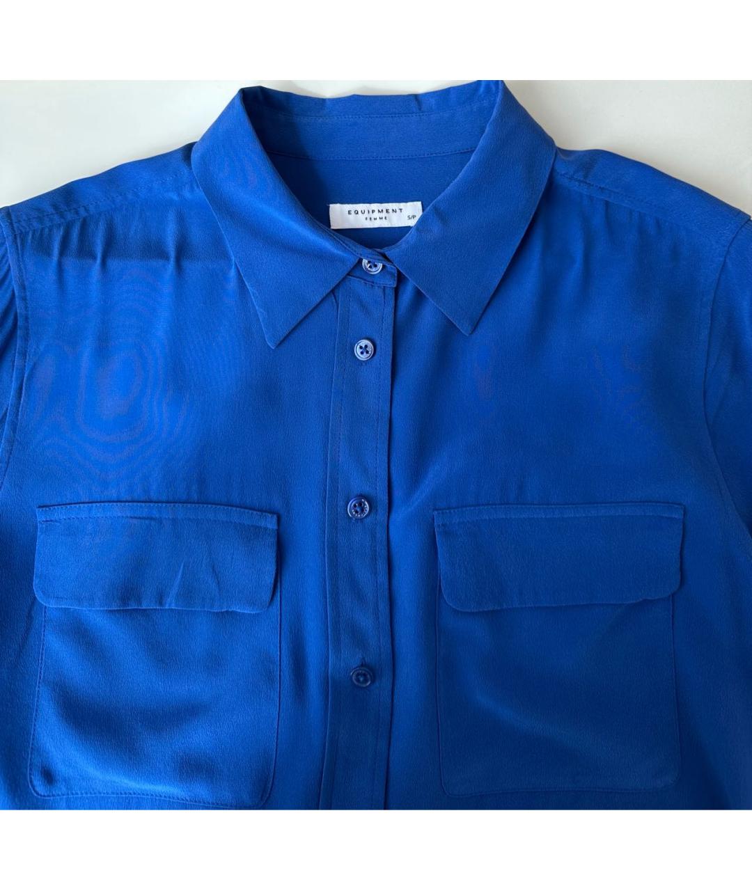 EQUIPMENT Синяя шелковая рубашка, фото 4