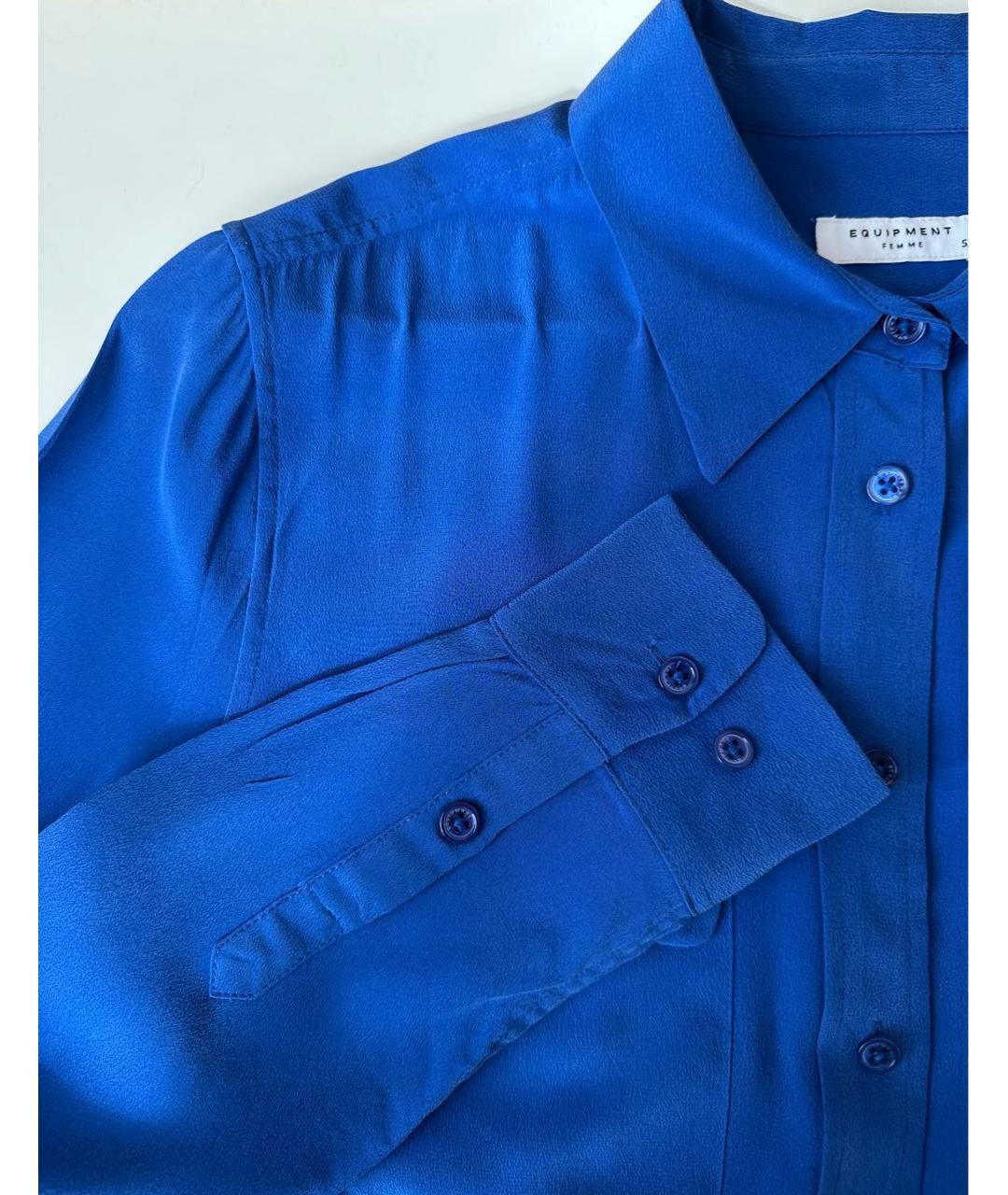 EQUIPMENT Синяя шелковая рубашка, фото 5