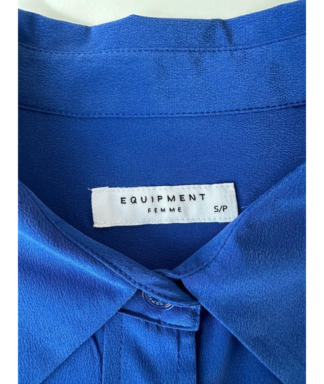EQUIPMENT Синяя шелковая рубашка, фото 6