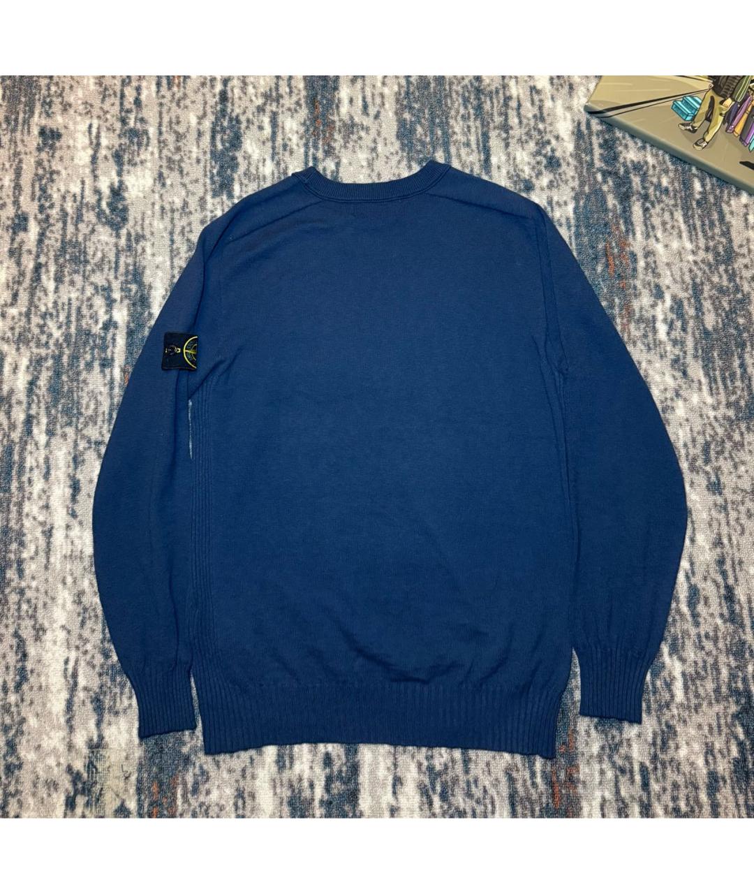 STONE ISLAND Темно-синий хлопковый джемпер / свитер, фото 2