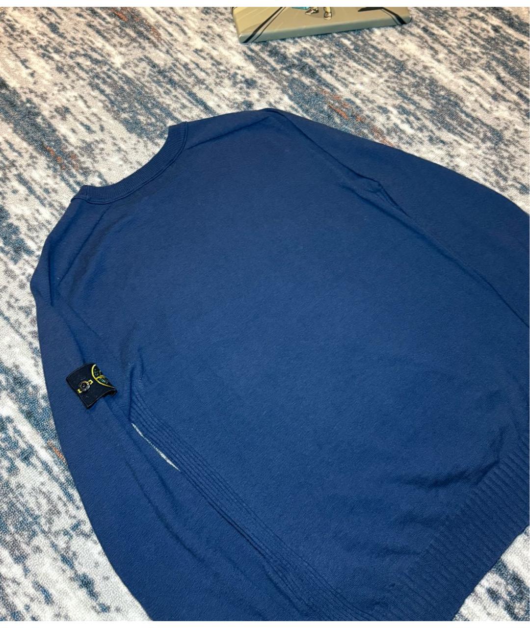 STONE ISLAND Темно-синий хлопковый джемпер / свитер, фото 6