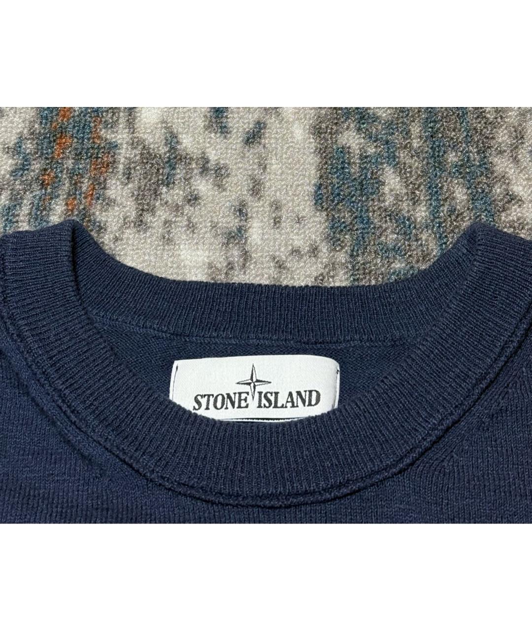 STONE ISLAND Темно-синий хлопковый джемпер / свитер, фото 3