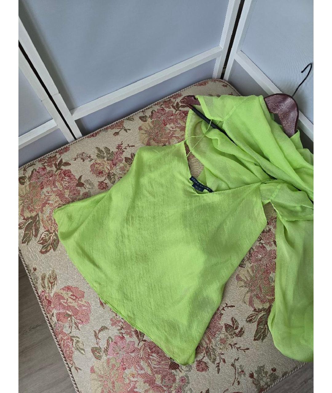 RALPH LAUREN Салатовая шелковая блузы, фото 4