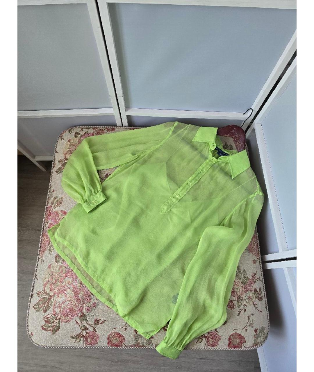 RALPH LAUREN Салатовая шелковая блузы, фото 3