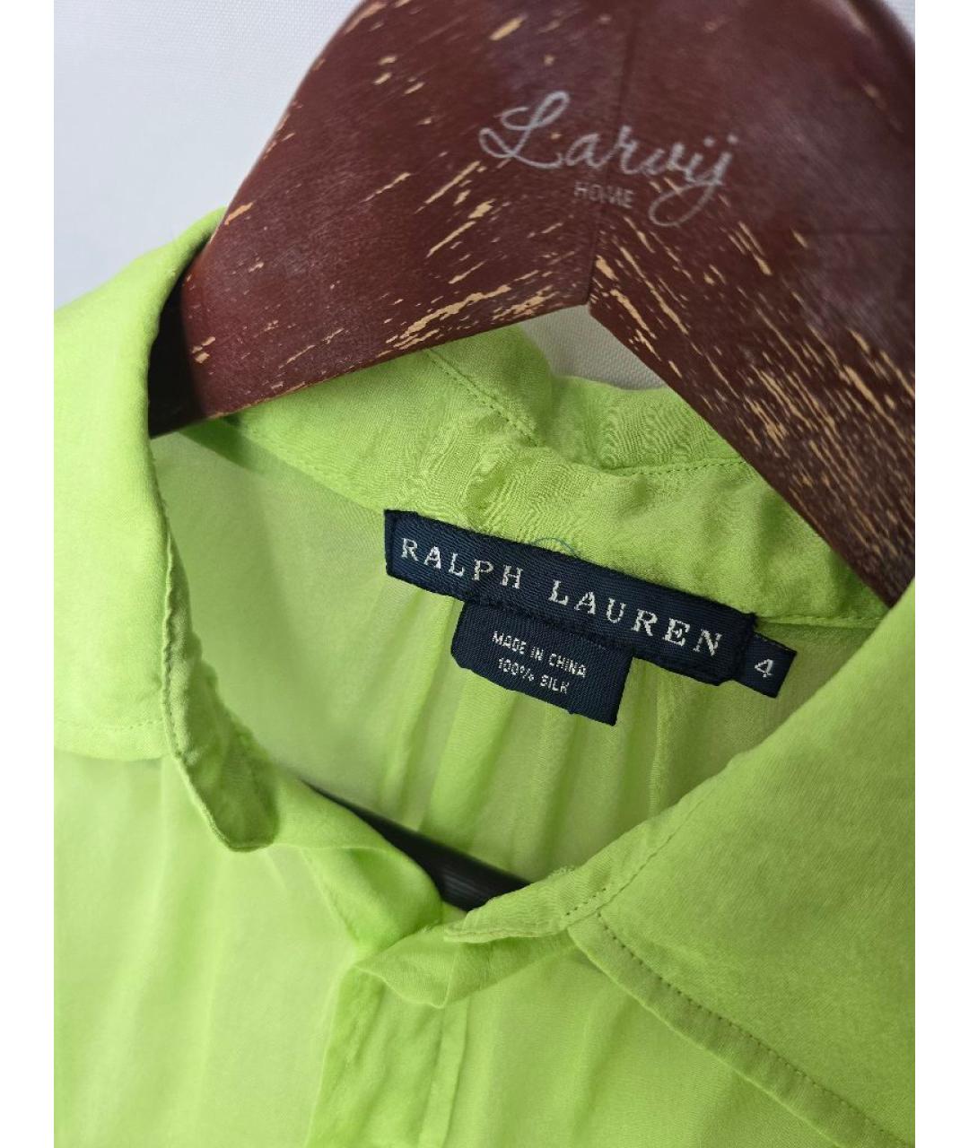 RALPH LAUREN Салатовая шелковая блузы, фото 9