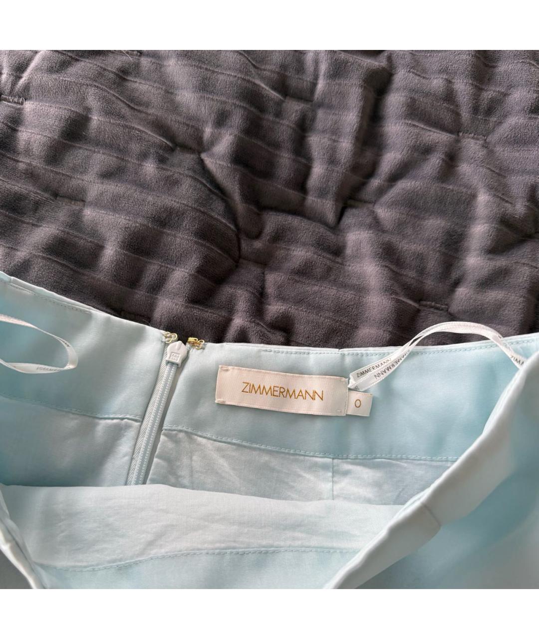 ZIMMERMANN Голубая шелковая юбка мини, фото 3