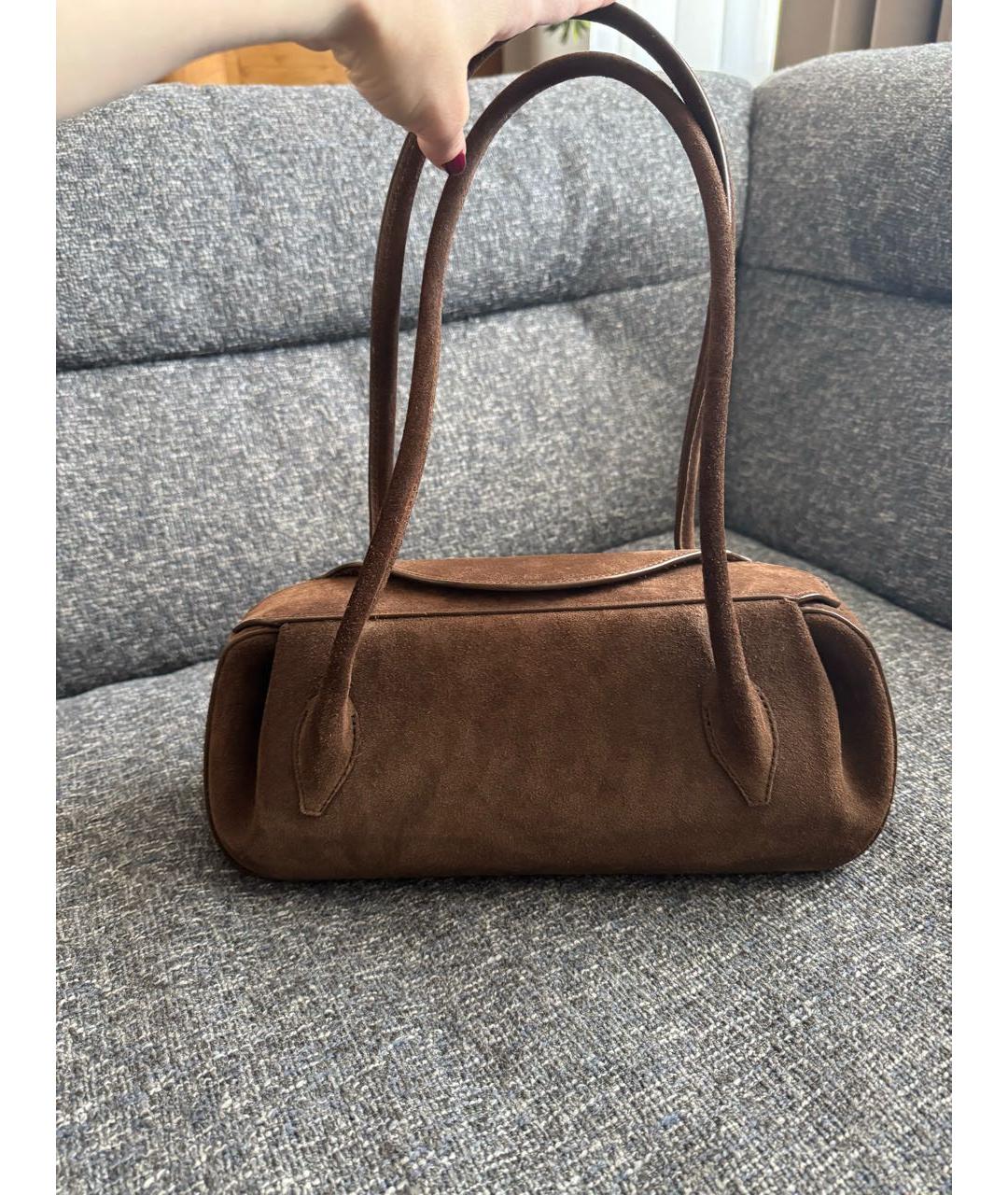 YUZEFI Коричневая замшевая сумка через плечо, фото 5