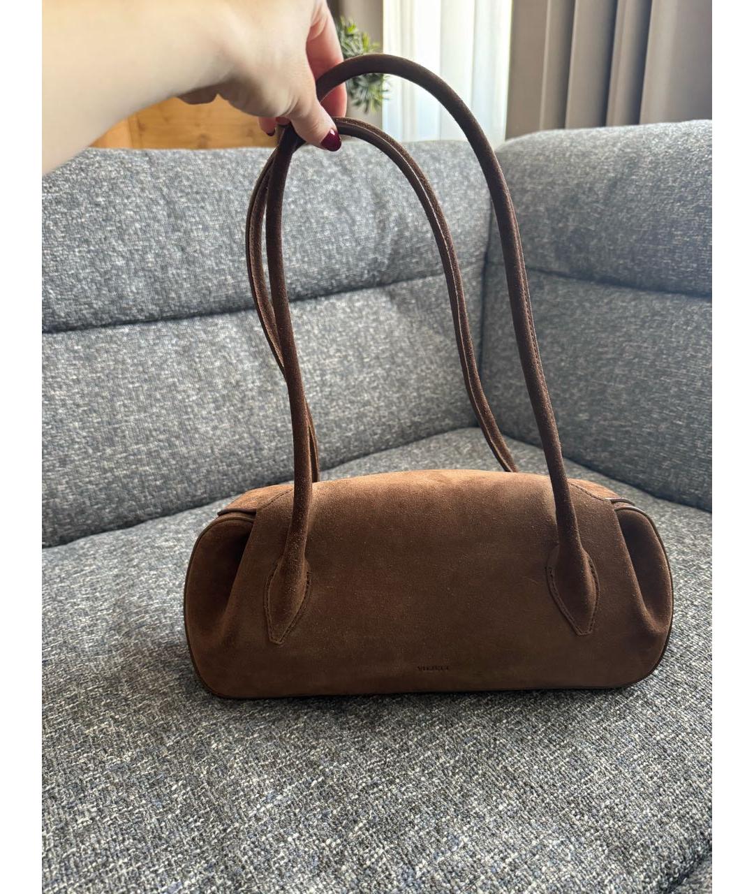 YUZEFI Коричневая замшевая сумка через плечо, фото 3