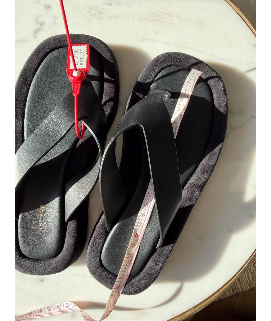 THE ROW Черные кожаные шлепанцы, фото 6